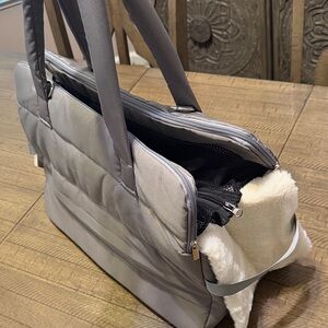 Gray Quilted DOG Tote Bag